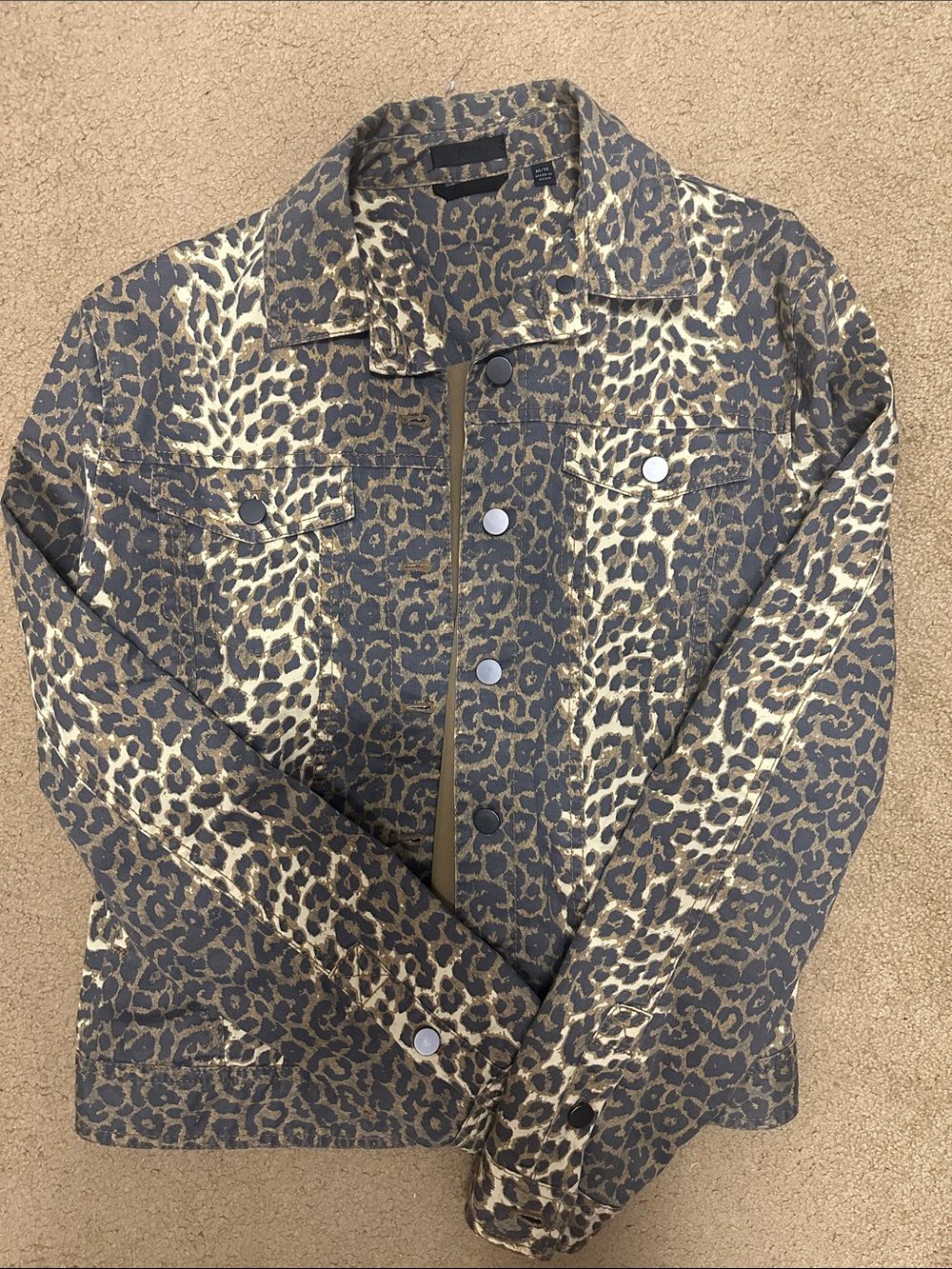 ATM Anthony Thomas Melillo Leopard Print Jean Jacket in Brown and Cream